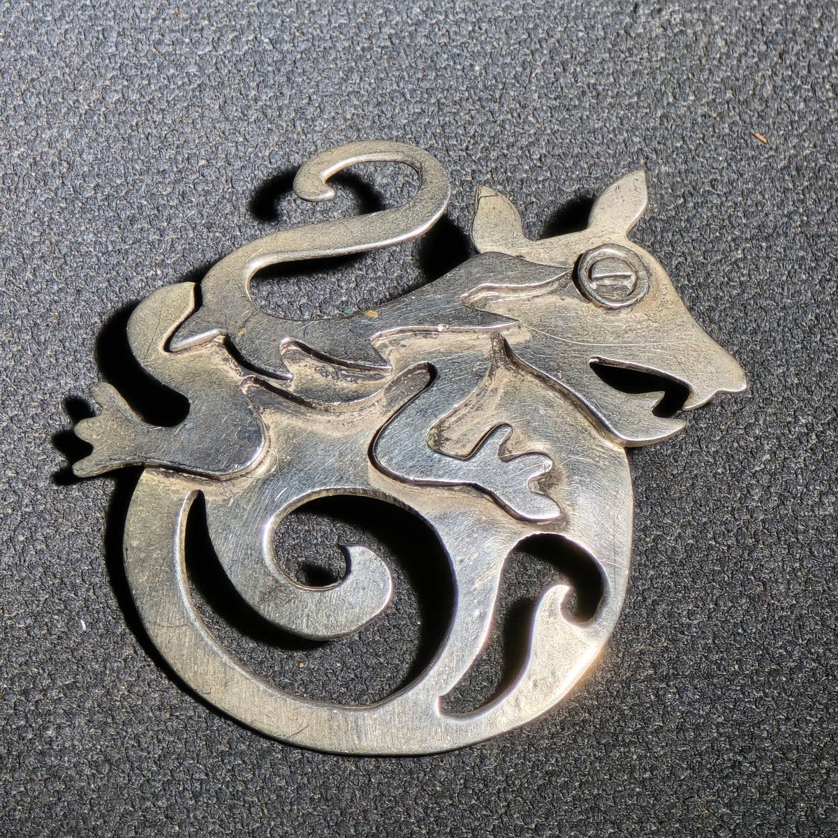 Vintage Sterling Silver Dragon Brooch