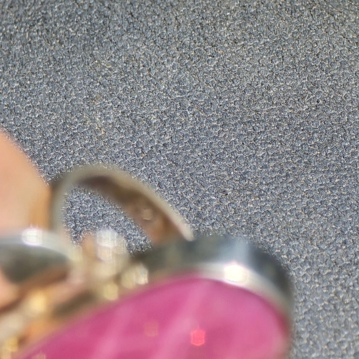 Vintage Sterling Silver Ring with Large Oval Pink Stone, Marked 925
