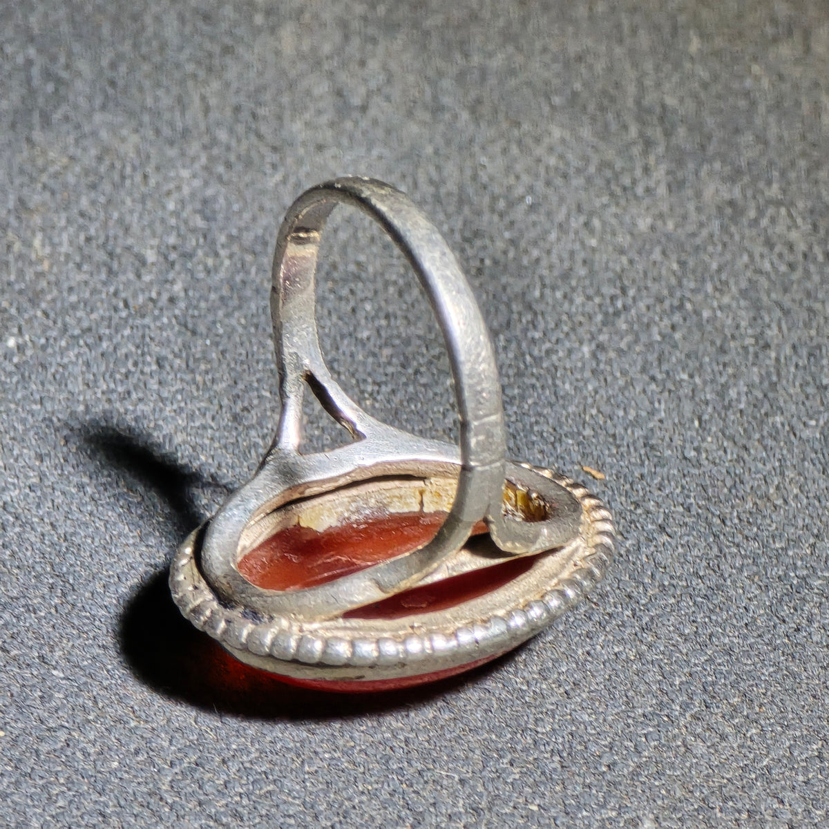 Vintage Sterling Silver Ring with Oval Carnelian Cabochon