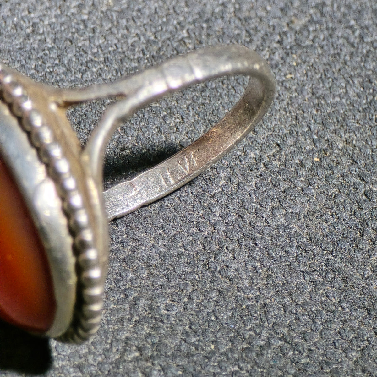 Vintage Sterling Silver Ring with Oval Carnelian Cabochon