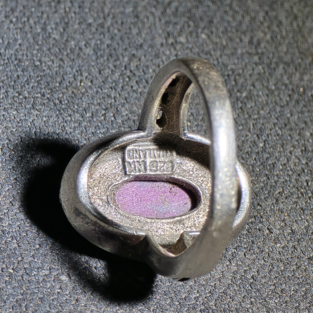 Vintage Sterling Silver Ring with Pink Cabochon Stone, Made in Thailand, Marked 925