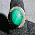 Lot 109 - Vintage Sterling Silver Ring with Malachite Cabochon, Size 6, Total Weight 10.06 g