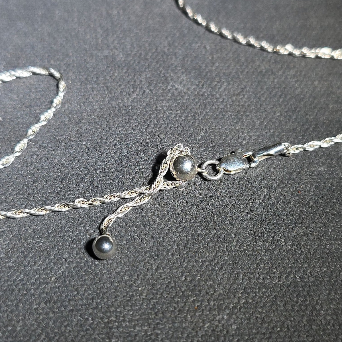 Pair of Vintage Sterling Silver Rope Chain Necklaces with Adjustable Bolo Clasps, Marked 925Y