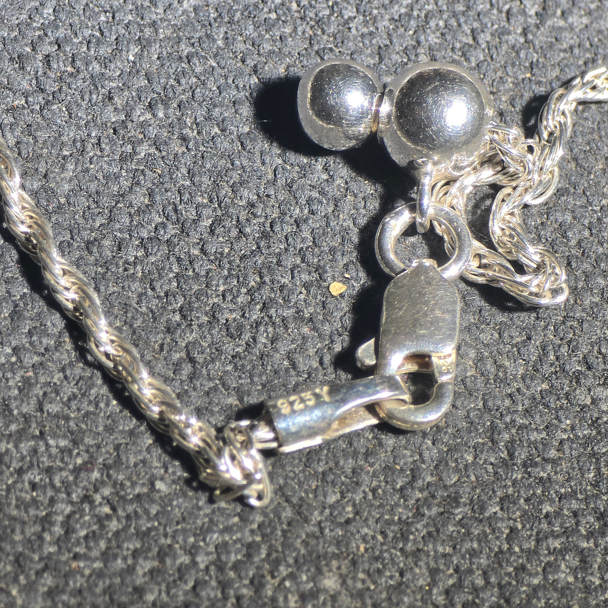 Pair of Vintage Sterling Silver Rope Chain Necklaces with Adjustable Bolo Clasps, Marked 925Y