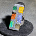 Lot 104 - Vintage Sterling Silver Multi-Stone Inlay Ring, Made in Mexico, Signed Quintin V, Size 8-1/4, Total Weight 13.61 g