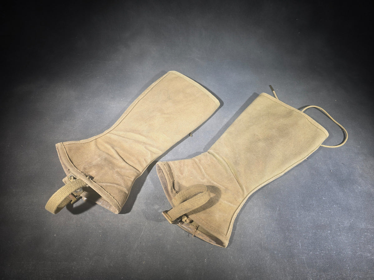 Pair of Vintage U.S. Military M-1938 Canvas Leggings, Circa 1942, Ink-Marked "Hughes, W. H."