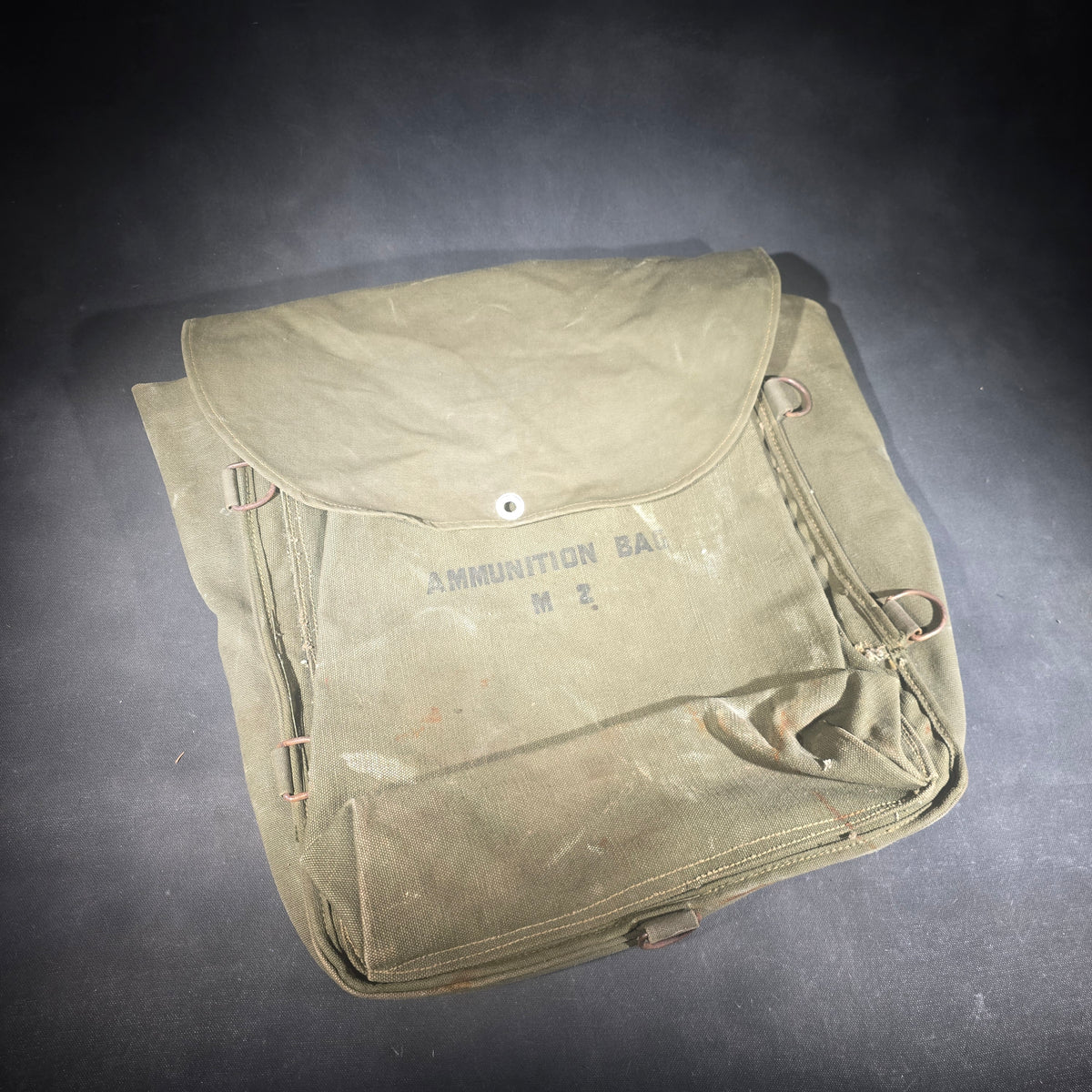 Vintage U.S. Military M2 Ammunition Bag in Olive Drab Canvas, WWII Era