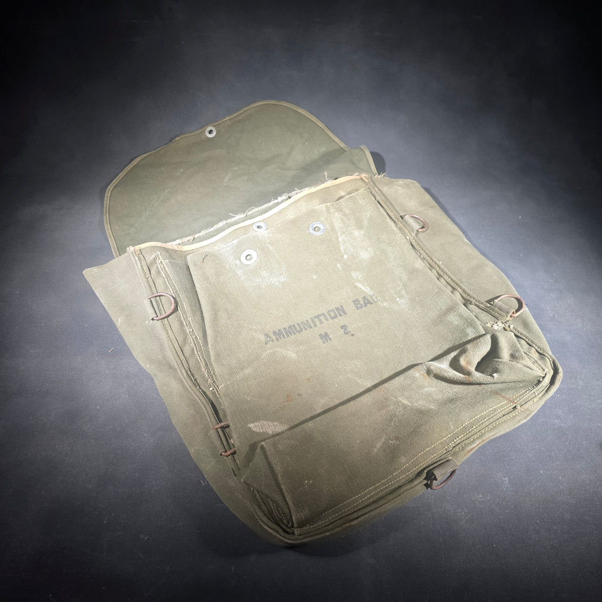 Vintage U.S. Military M2 Ammunition Bag in Olive Drab Canvas, WWII Era