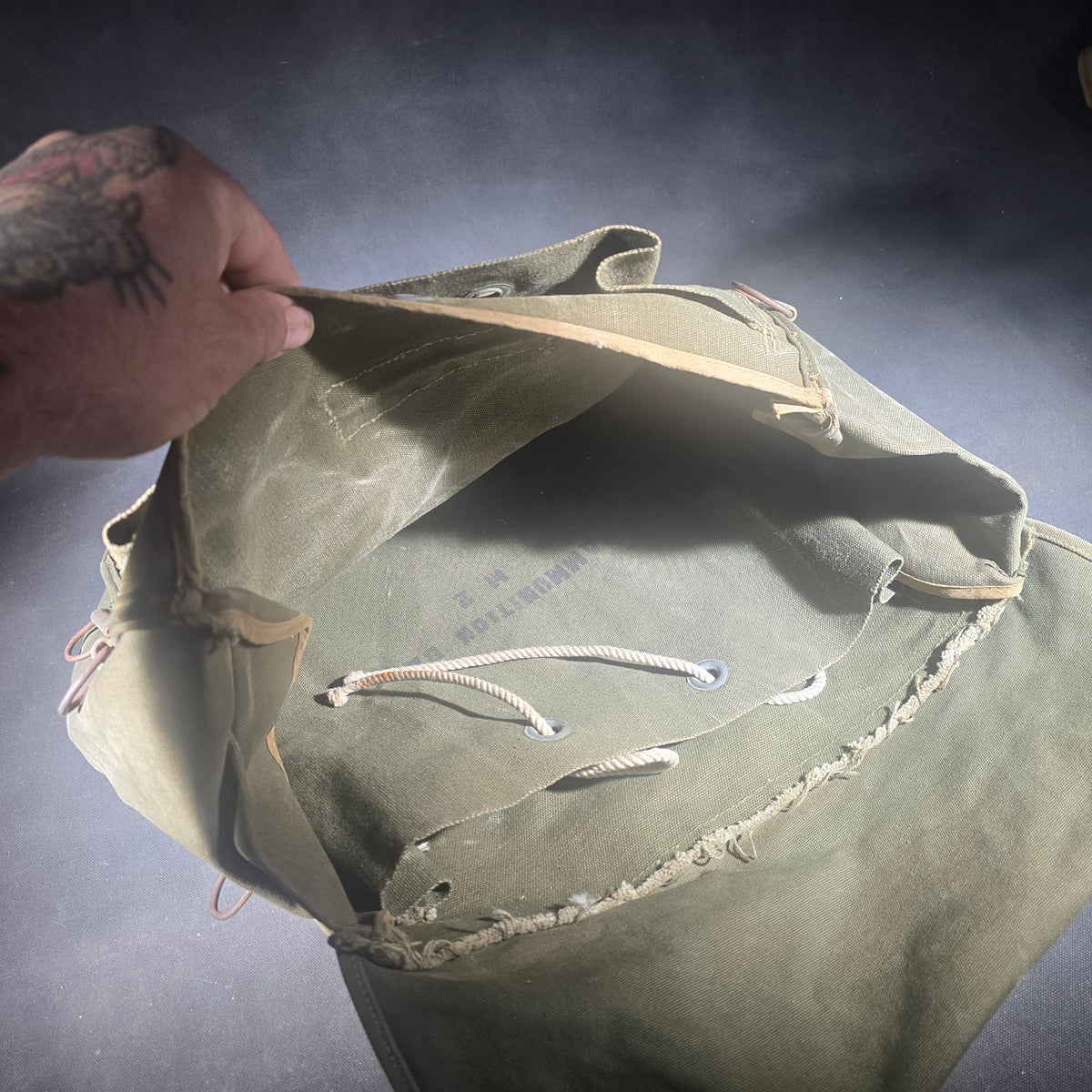 Vintage U.S. Military M2 Ammunition Bag in Olive Drab Canvas, WWII Era