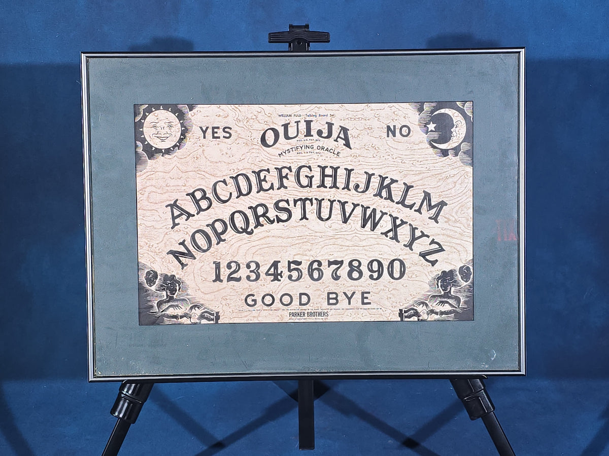Vintage Parker Brothers William Fuld Ouija Mystifying Oracle Talking Board, Matted and Framed