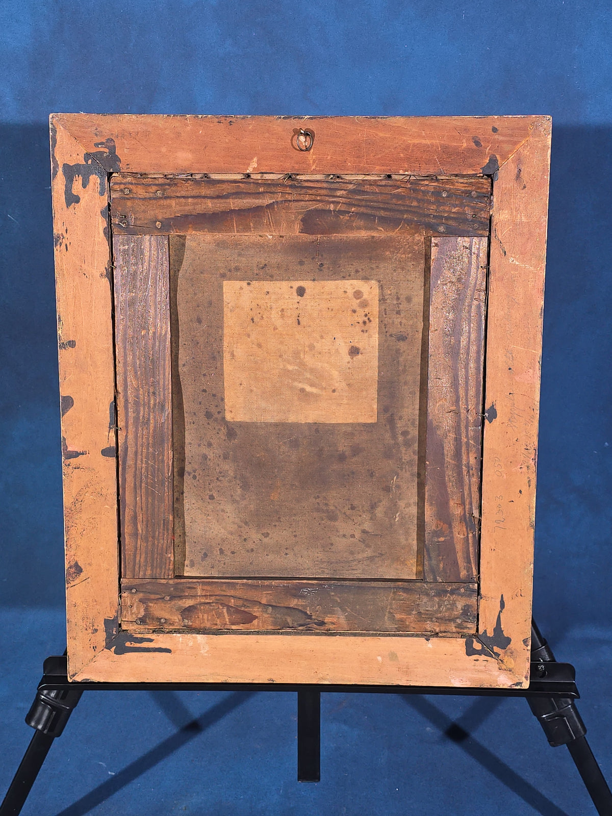 Antique Oil Painting on Canvas, Genre Scene of a Mother and Two Children in a Cottage Interior, in Gilt Frame