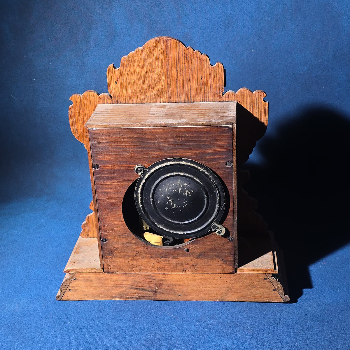 Antique Oak Cabinet Clock with Pendulum and Key, Manufactured by The E. Ingraham Co.