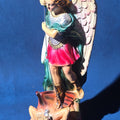 Lot 183 - Vintage Polychrome Chalkware Saint Michael the Archangel Statue, Dated 1972, 12-1/2" H