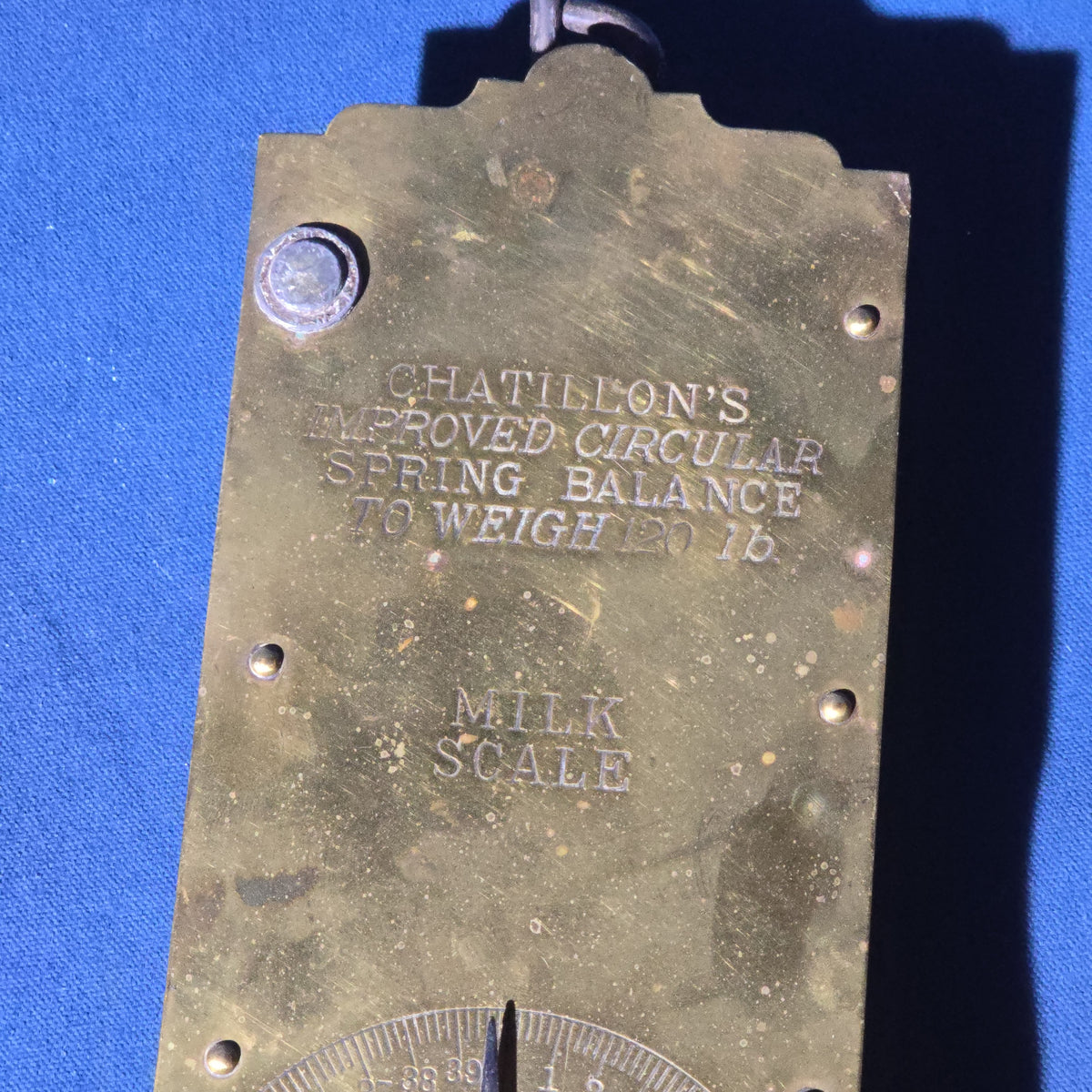 Antique Chatillon's Improved Circular Spring Balance Brass Milk Scale, 120 Lb. Capacity
