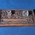 Lot 208 - Antique Carved Wood Inkwell Stand with Two Glass Inkwells and Pen Tray, 11-3/4" L x 6-3/4" W