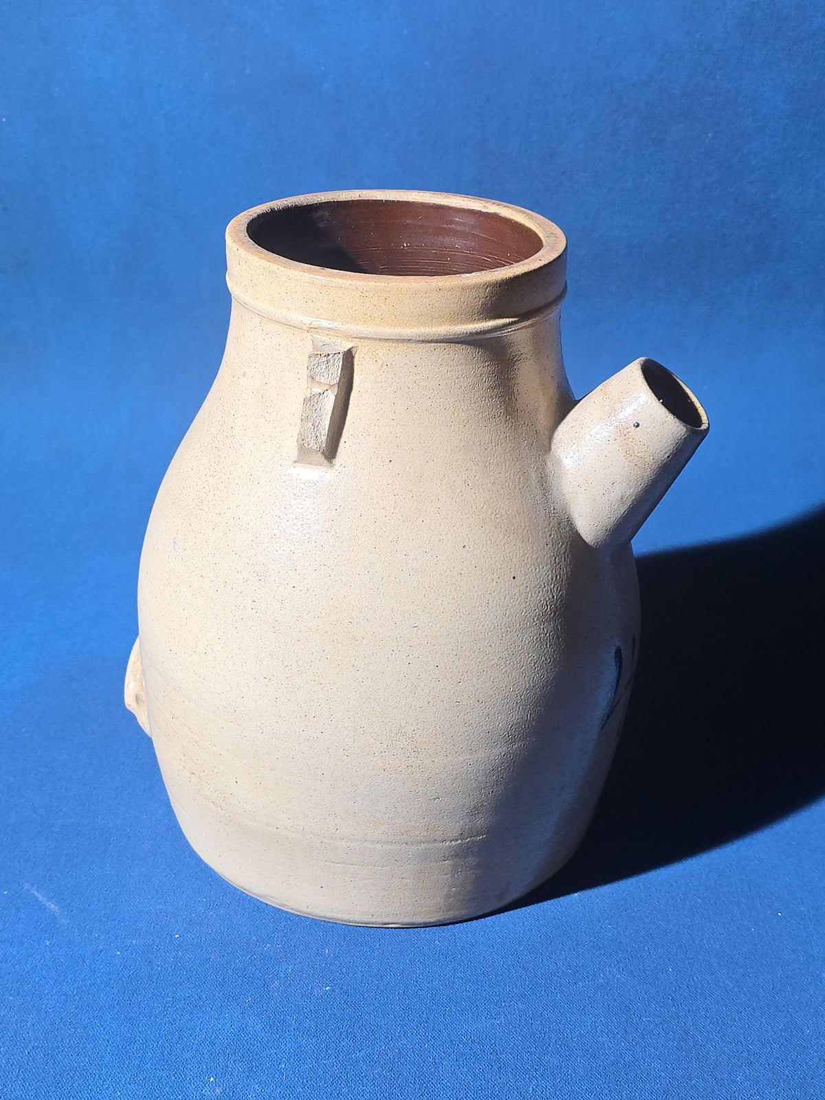 Antique Four-Gallon Stoneware Batter Pail, Manufactured by E. & L. P. Norton, Bennington, Vermont, Note Damage