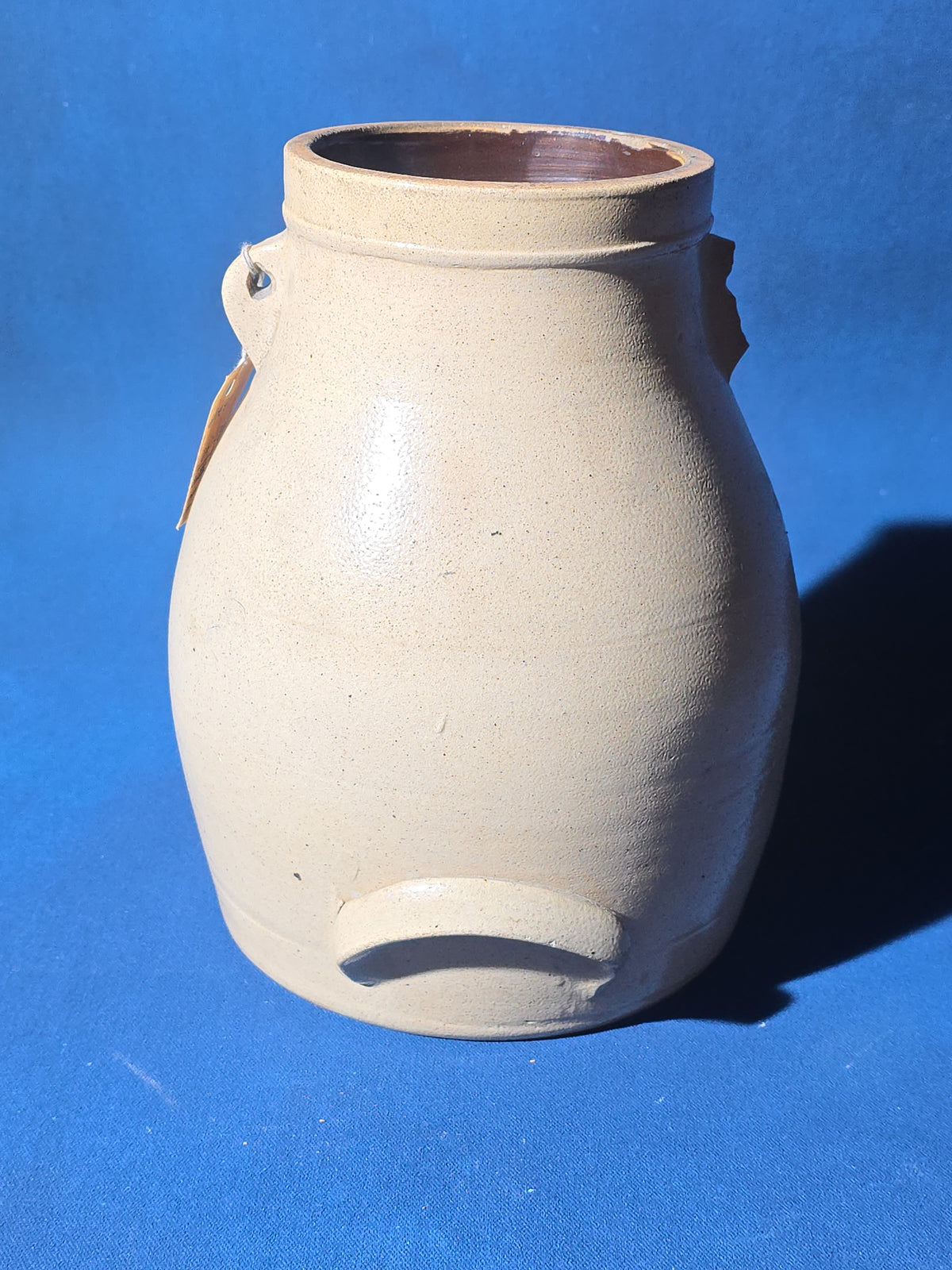 Antique Four-Gallon Stoneware Batter Pail, Manufactured by E. & L. P. Norton, Bennington, Vermont, Note Damage