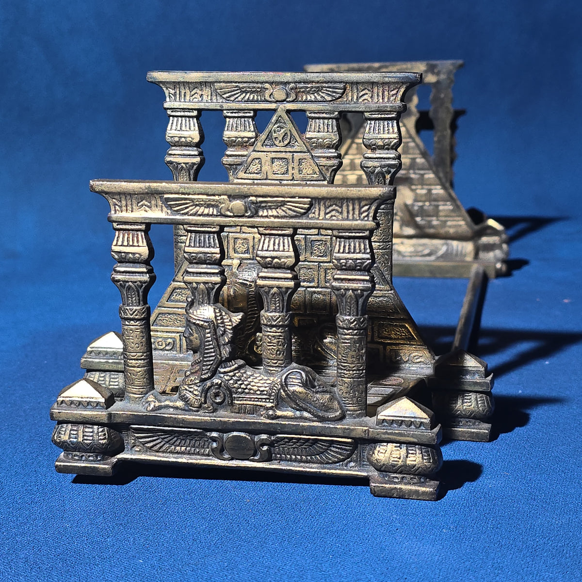 Antique Egyptian Revival Brass Expandable Book Rack