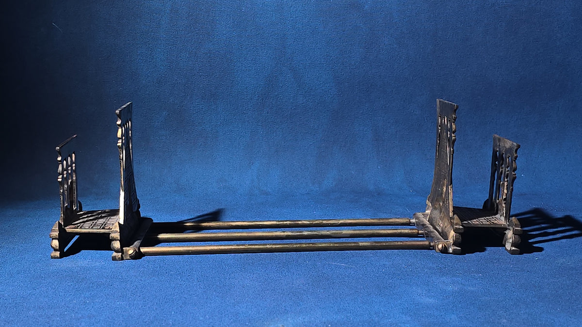 Antique Egyptian Revival Brass Expandable Book Rack