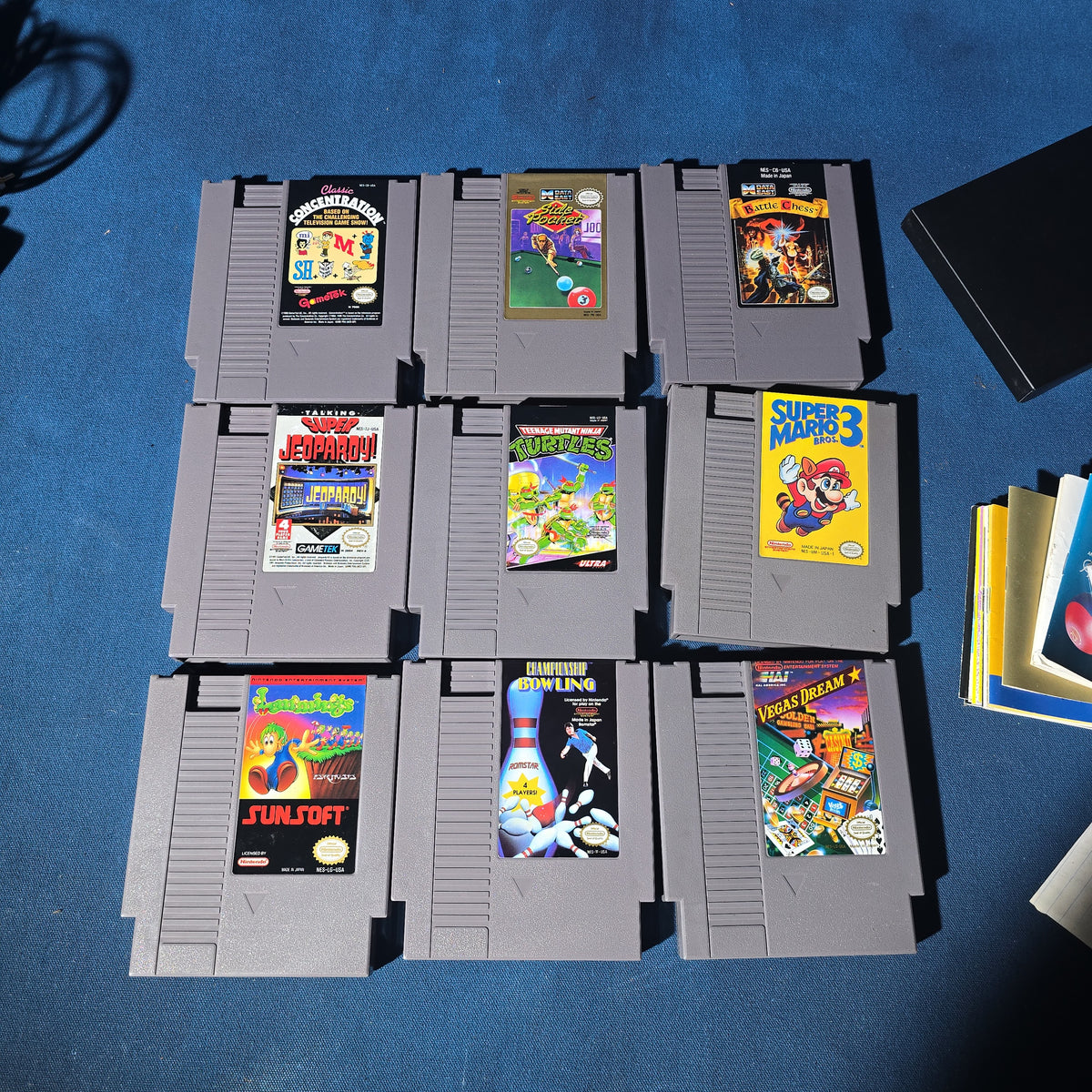 Vintage Nintendo Entertainment System NES-001 Console with Two Controllers, 15 Game Cartridges, NES Cleaning Kit, and Carrying Case