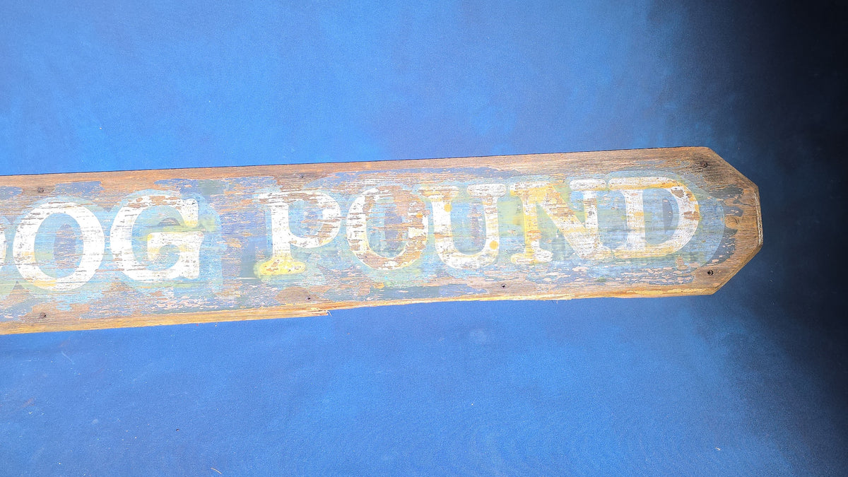 Vintage Hand-Painted Wooden "Milton Dog Pound" Sign