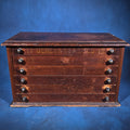 Lot 104 - Antique Six-Drawer Spool Cabinet with Stenciled "Geneva" Lettering, 23" L x 11-3/4" W x 13-5/8" H