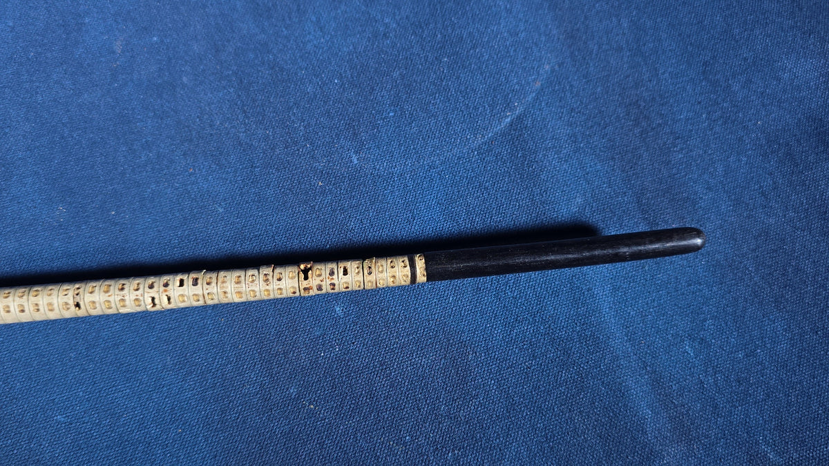 Antique Shark Vertebrae Walking Cane with Carved Wood Handle