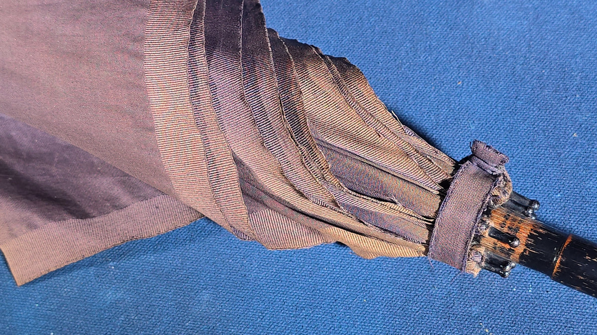 Antique Parasol with Ornate Repousse Metal Handle