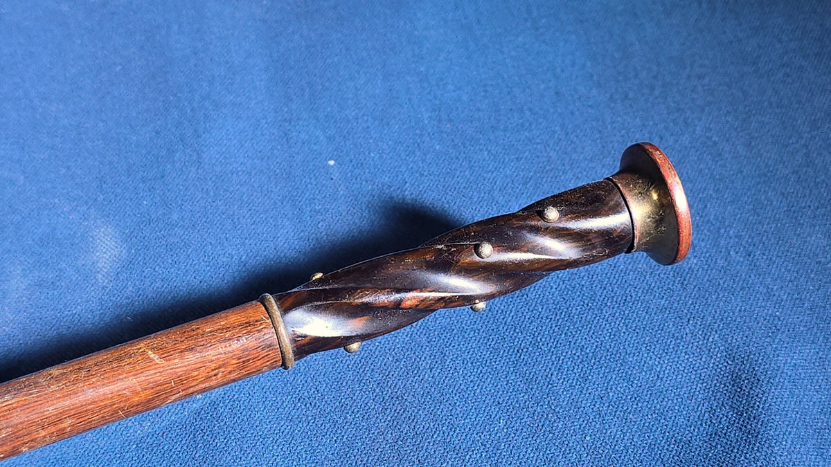 Antique Parasol with Carved Twisted Wood Handle and Black Tassel