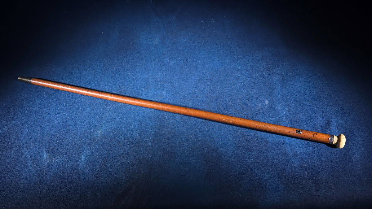 Antique Ivory-Topped Walking Cane Inscribed "A. Burnham, Pembroke, N.H."