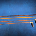 Lot 061 - Grouping of Four Antique Walking Canes and Riding Crops Including Bone-Handled, Horn-Handled, and Leather-Wrapped Examples