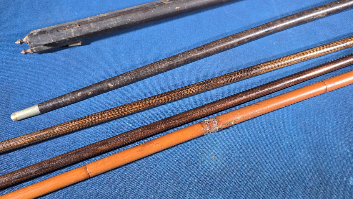 Grouping of Five Antique and Vintage Walking Canes including Tripod Cane, Sterling Silver-Mounted Examples, and Bamboo