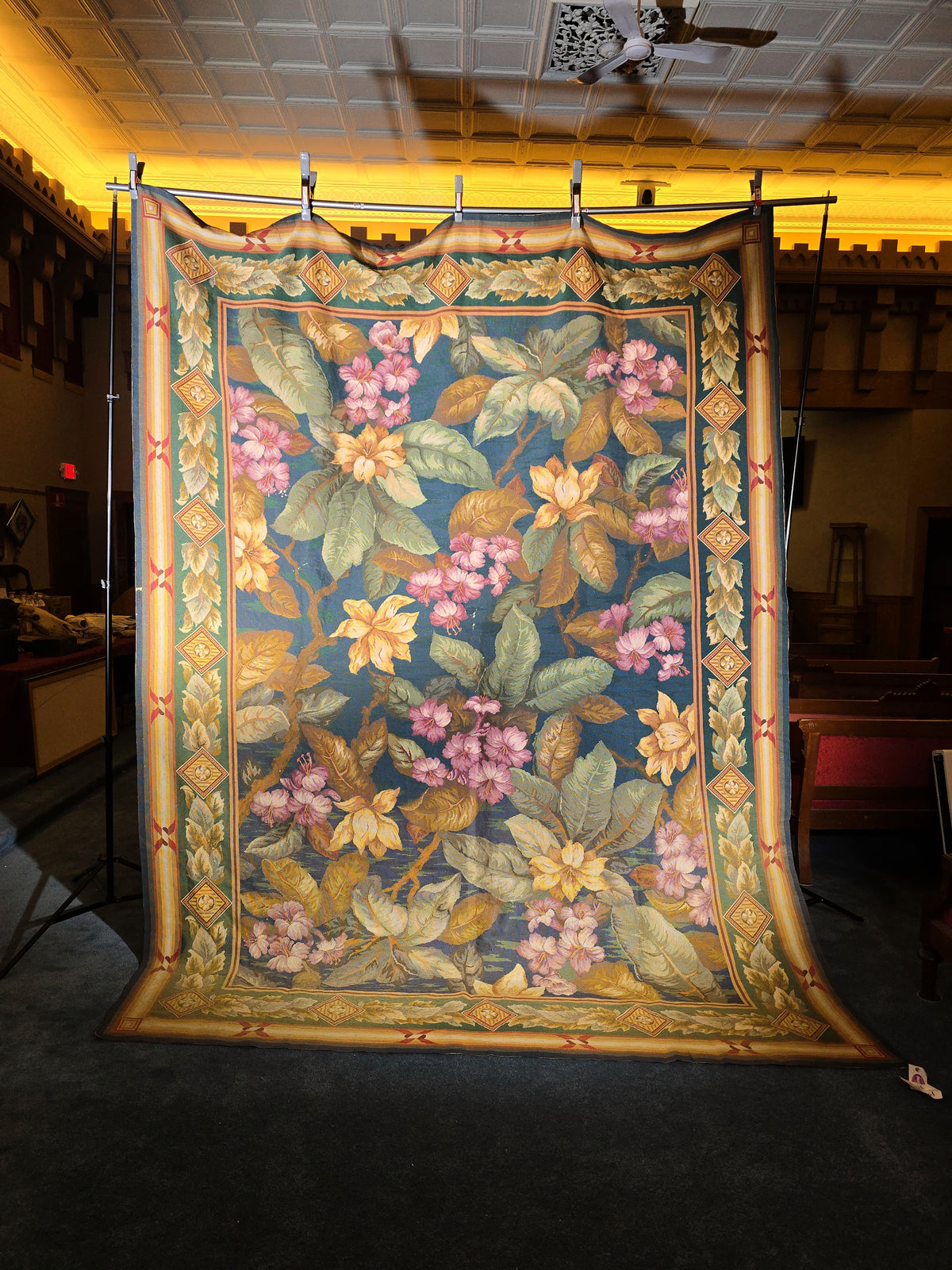 Antique Large Floral Needlepoint Carpet