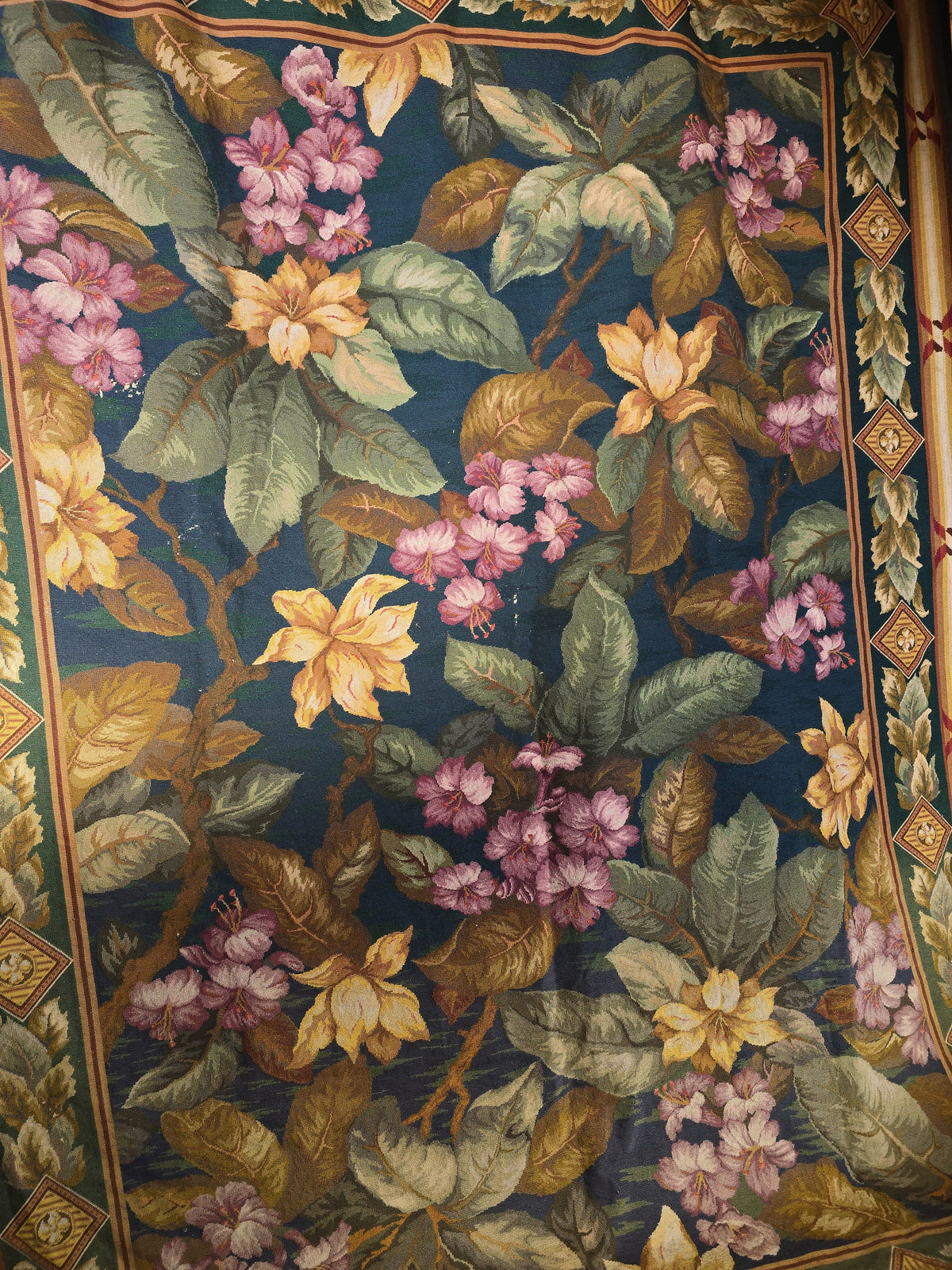 Antique Large Floral Needlepoint Carpet
