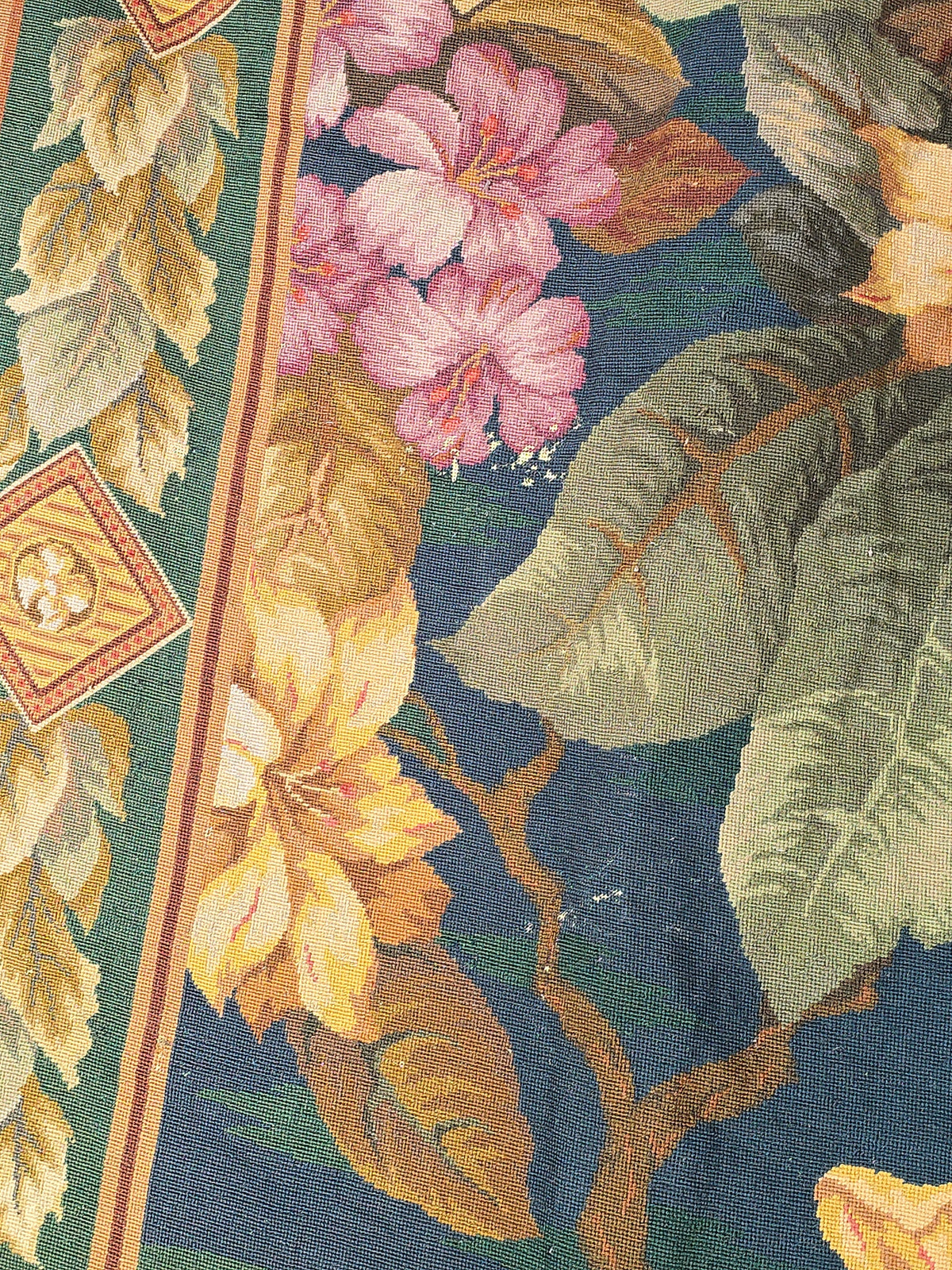 Antique Large Floral Needlepoint Carpet