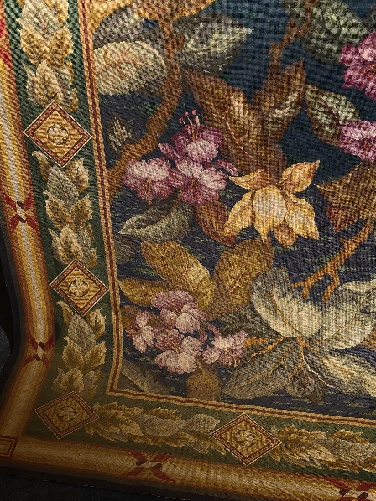 Antique Large Floral Needlepoint Carpet
