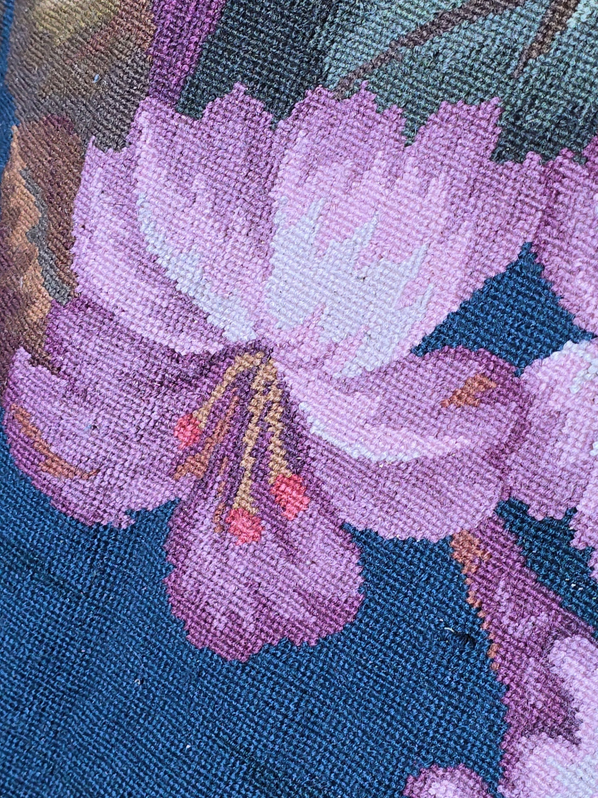 Antique Large Floral Needlepoint Carpet