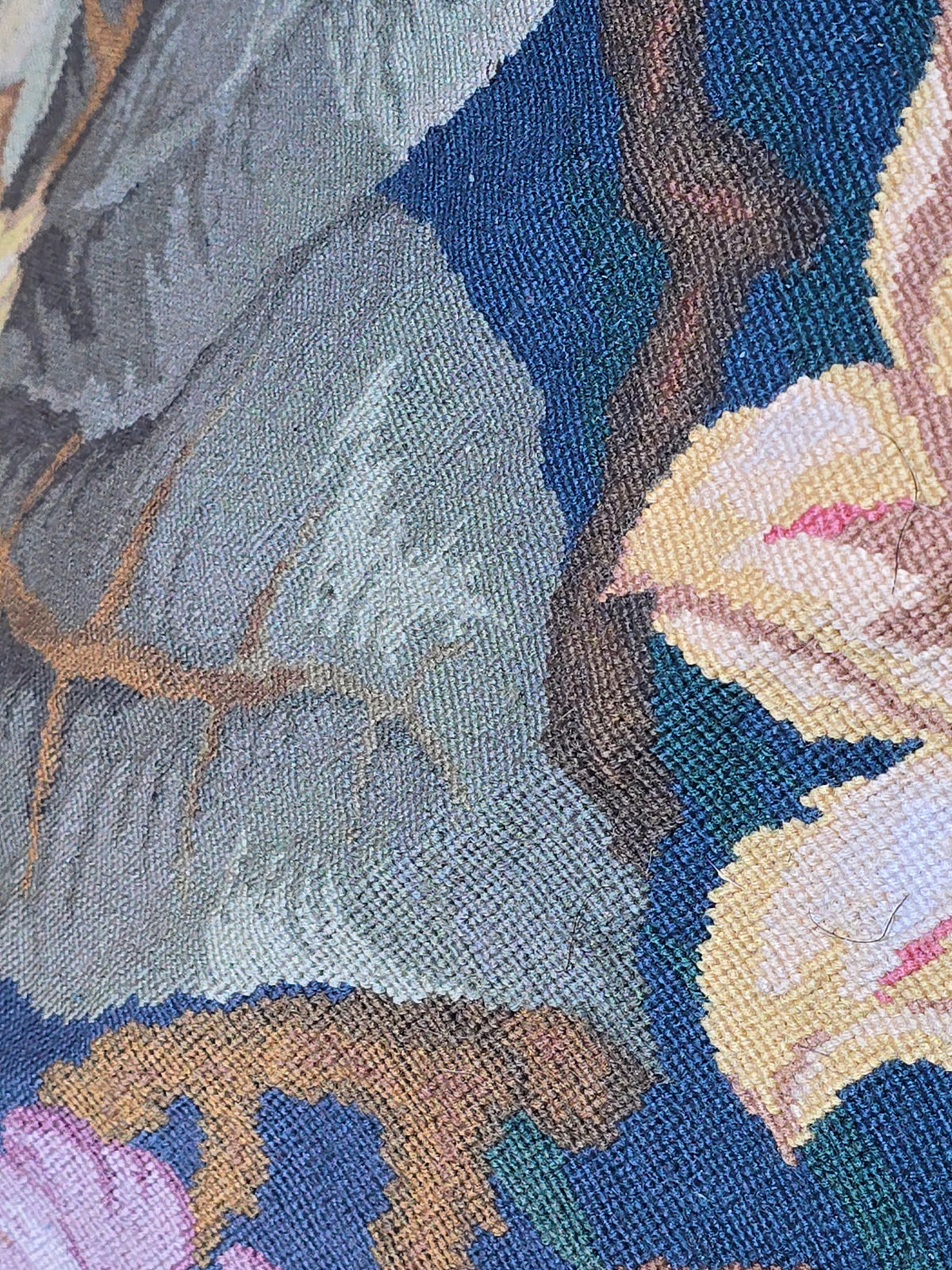 Antique Large Floral Needlepoint Carpet
