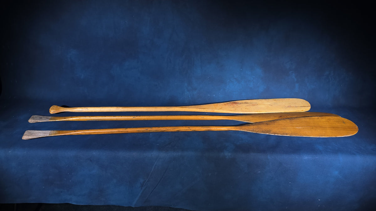 Grouping of Three Vintage Wooden Boat Oars