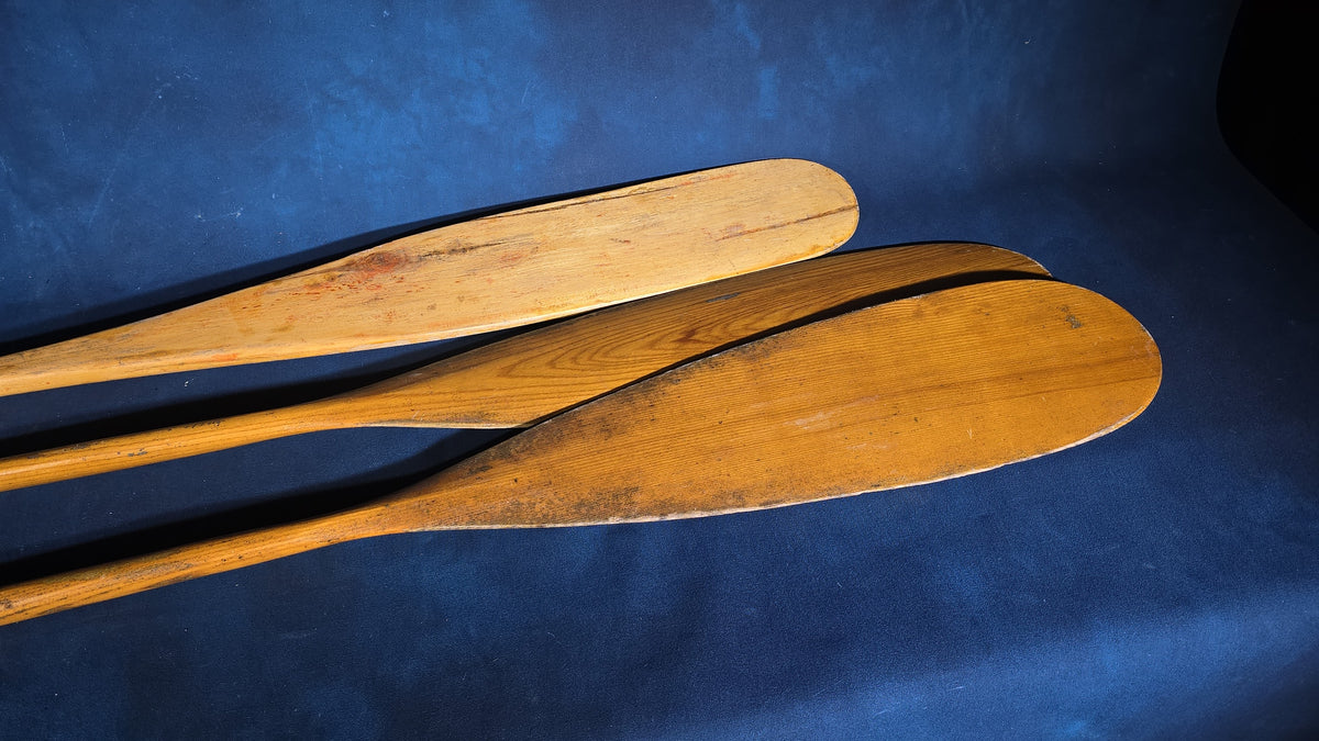 Grouping of Three Vintage Wooden Boat Oars