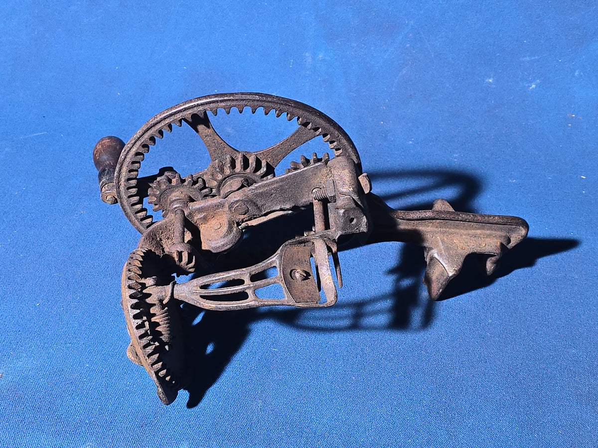 Antique Cast Iron Apple Peeler with Wooden Handle