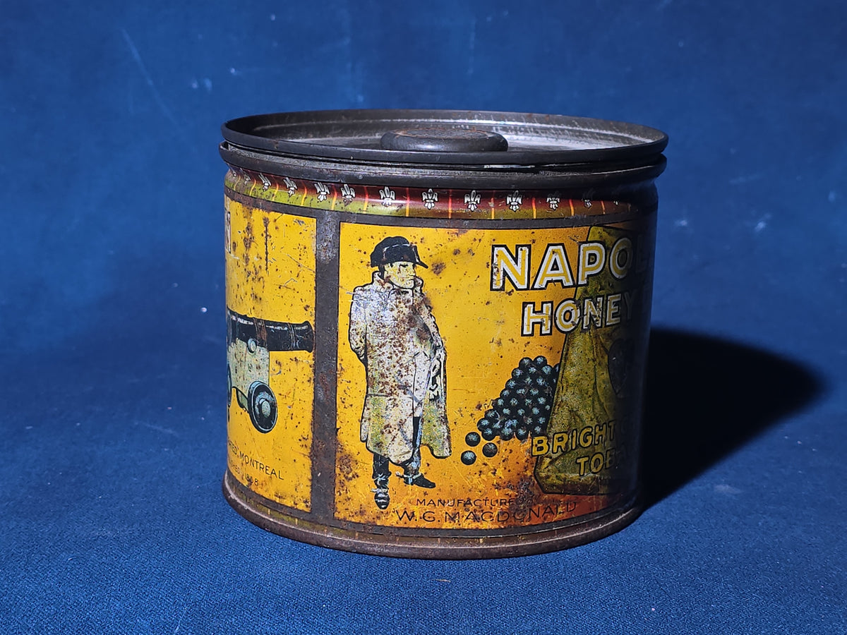 Antique Napoleon Honey Dew Bright Chewing Tobacco Tin Lithograph Canister, Manufactured by W.C. Macdonald, Montreal