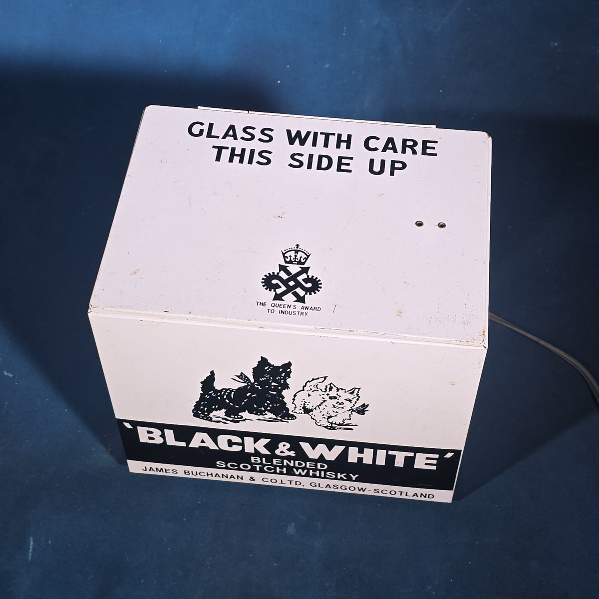 Vintage Black & White Blended Scotch Whisky Electric Bar Back Advertising Display with Scotty and Westie Dogs, James Buchanan & Co. Ltd., Glasgow, Scotland