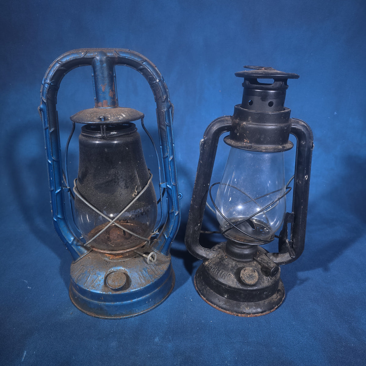 Pair of Vintage Kerosene Barn Lanterns including Dietz Monarch and Lamplight Farms