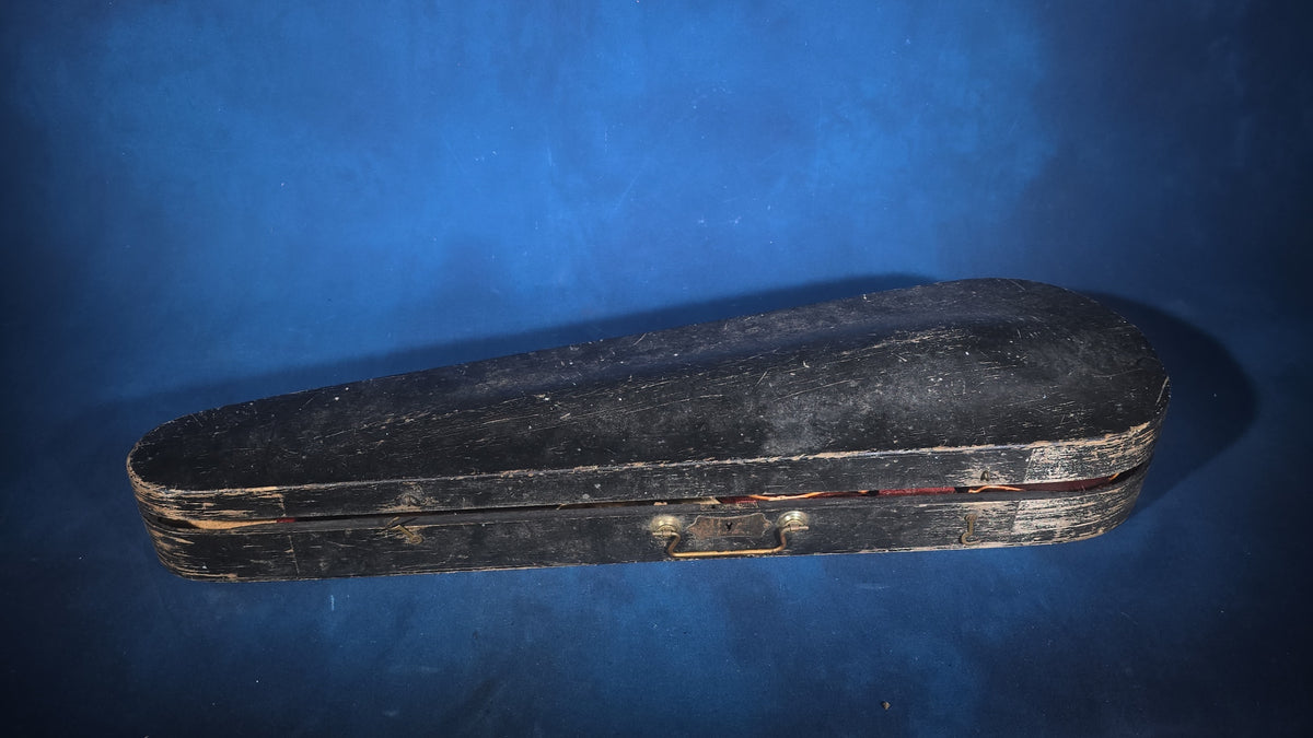 Antique Replica Violin Labeled "Antonius Stradivarius Cremonensis Faciebat Anno 1736" with Bow in Wooden Case, for Parts or Repair