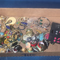 Lot 155 - Vintage and Modern Costume Jewelry Tray Lot with Brooches, Earrings, Pins, and Bracelets