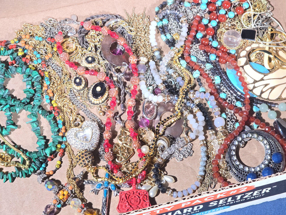 Vintage Costume Jewelry Tray Lot with Necklaces