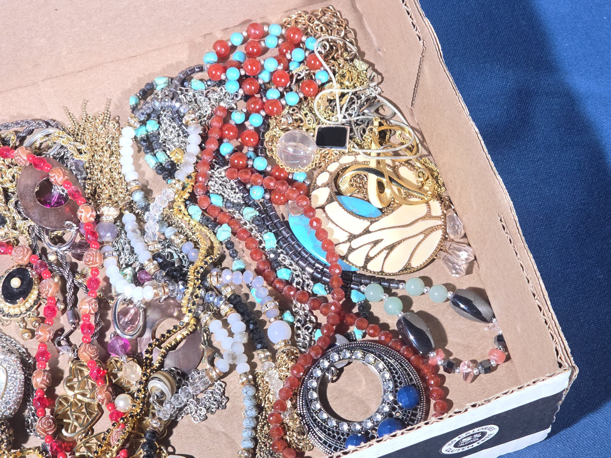 Vintage Costume Jewelry Tray Lot with Necklaces