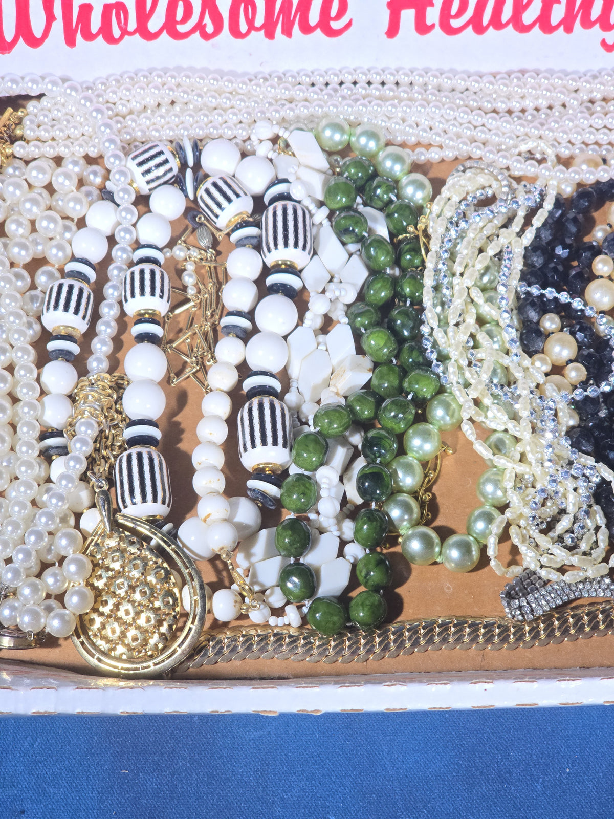 Vintage Costume Jewelry Tray Lot with Necklaces