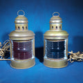 Lot 136 - Pair of Vintage Perko Brass Port and Starboard Ship Lanterns, Electrified, 11-1/2" H each